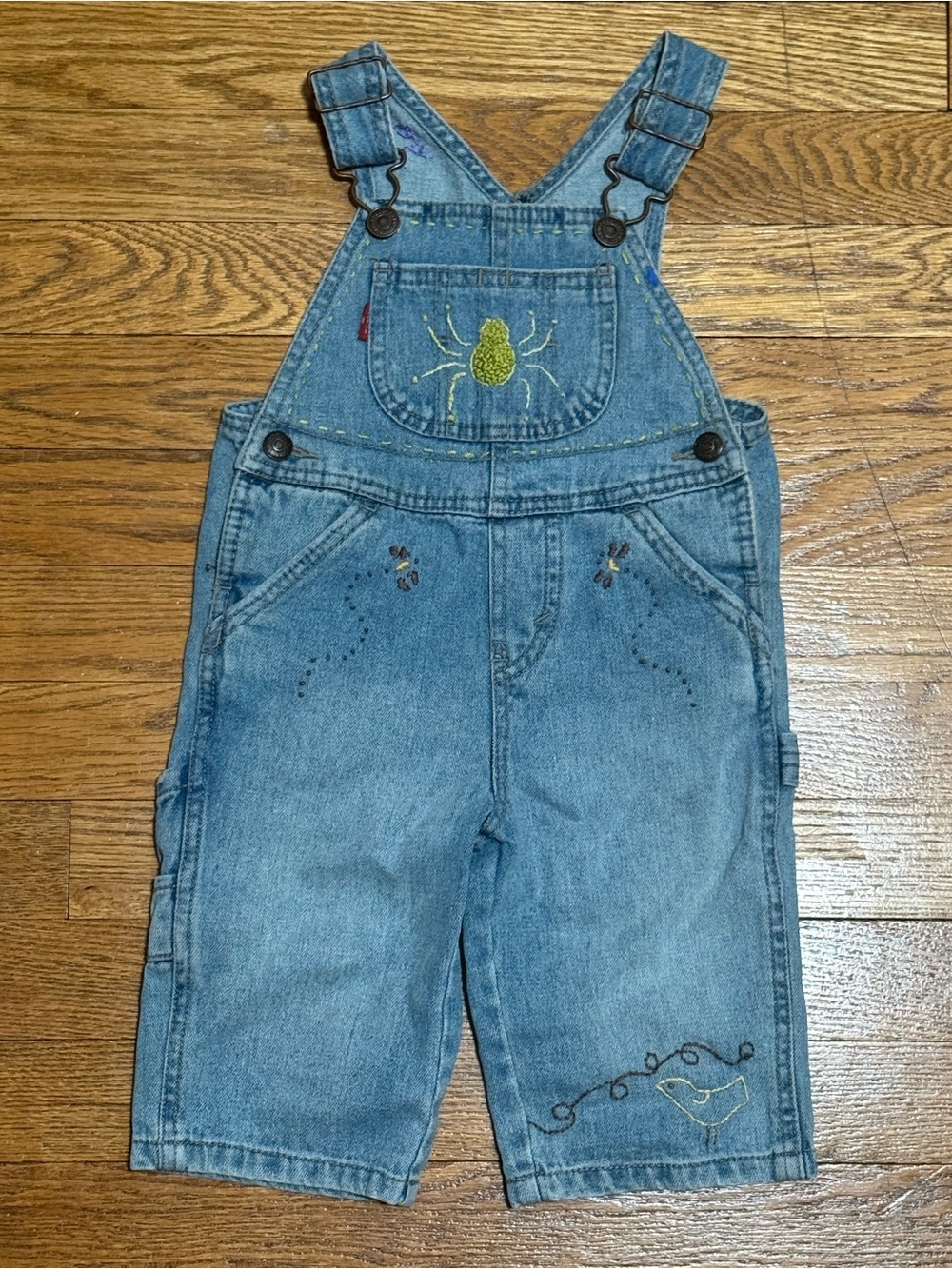 2009 Levi’s Unisex (12M) Overalls with Hand Stitched Embroidery (EUC)